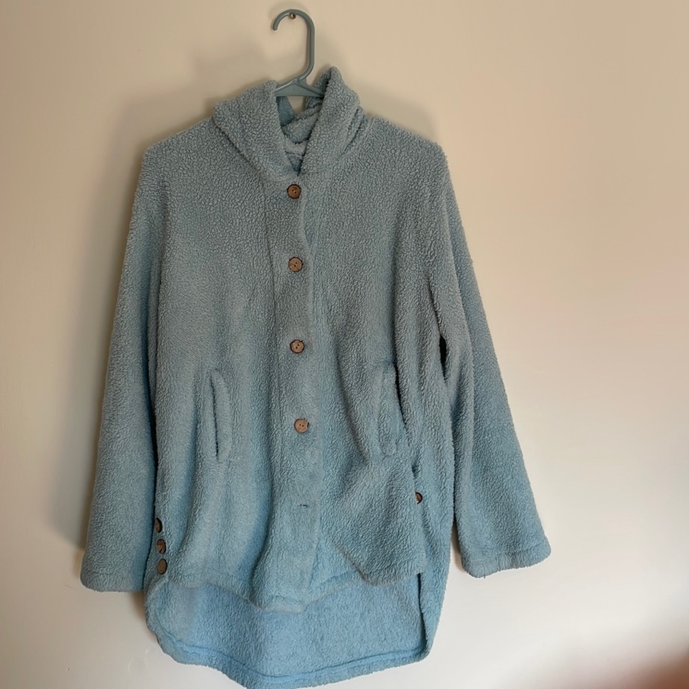 Winter warm solid color cardigan hoodies coats long sleeve knitted sweaters.